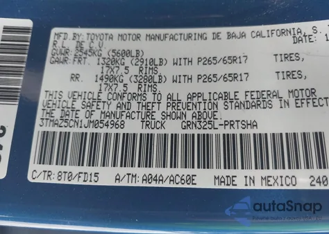 2018 Toyota Tacoma Trd Sport из США, поврежденный, VIN 3TMAZ5CN1JM054968